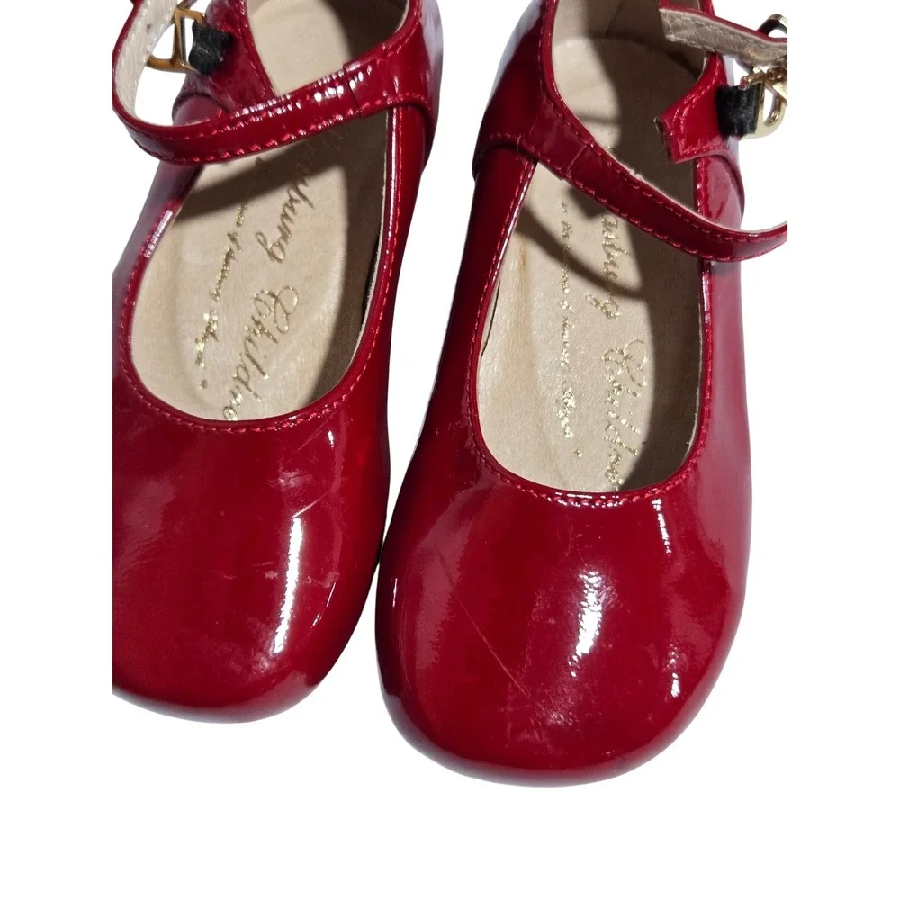 STRASBURG Red Patent Leather Mary Jane Flats Girls Shoes Size 6‎ Buckle Strap